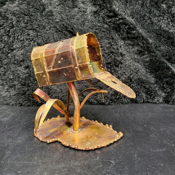 Vintage brutalist brass mailbox sculpture